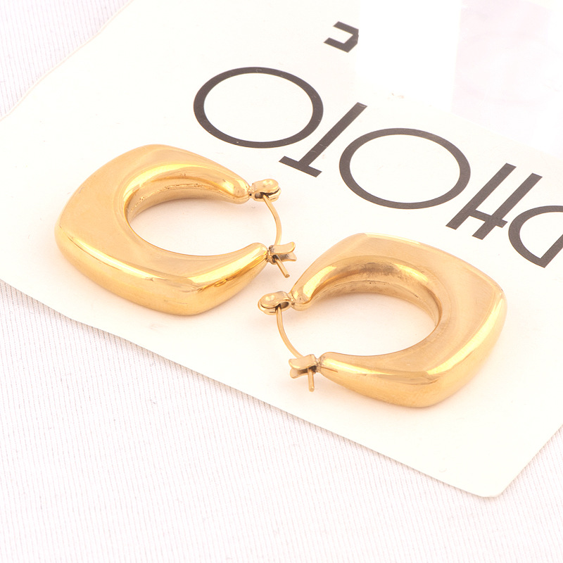 1 Pair Simple Style Geometric Plating Titanium Steel 18k Gold Plated Earrings display picture 4