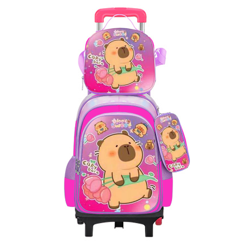 Export Trolley Mochila mochila con luz en la parte posterior para estudiantes de primaria de grado 1-6 nueva mochila de nailon de gran capacidad para subir escaleras