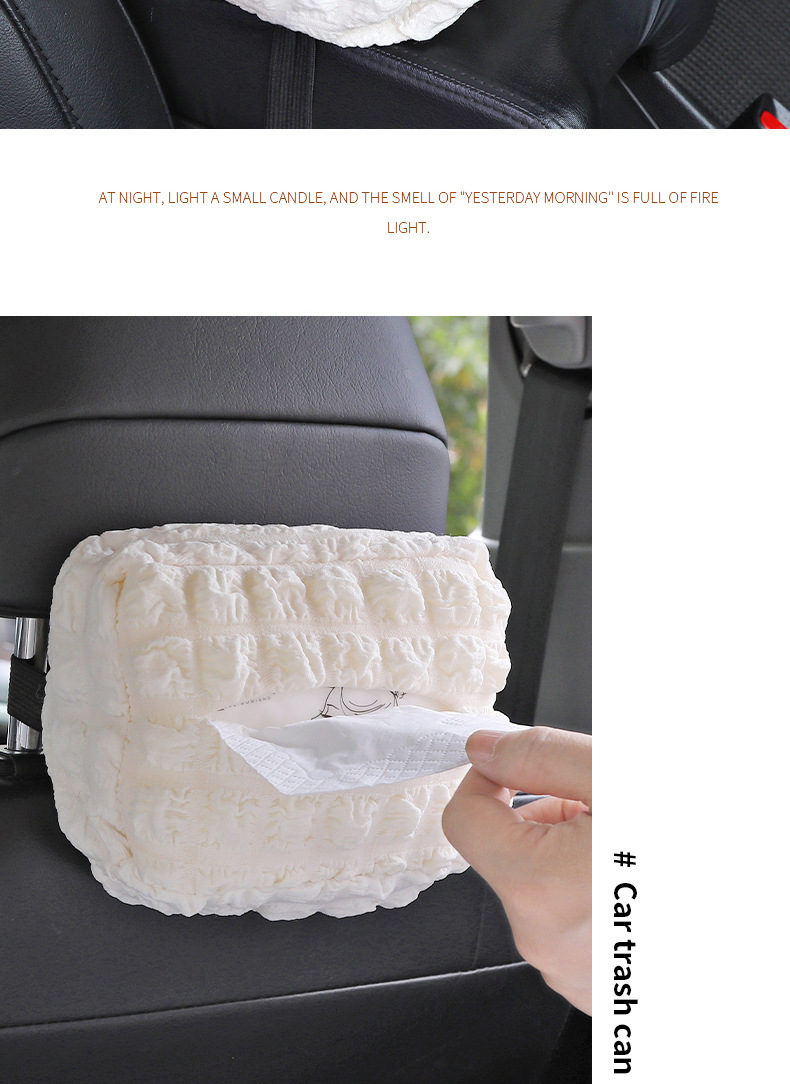 Car Tissue Box Puff Fabric Hanging Armrest Box Paper Box Car Multifunctional Storage Bag Tissue Box