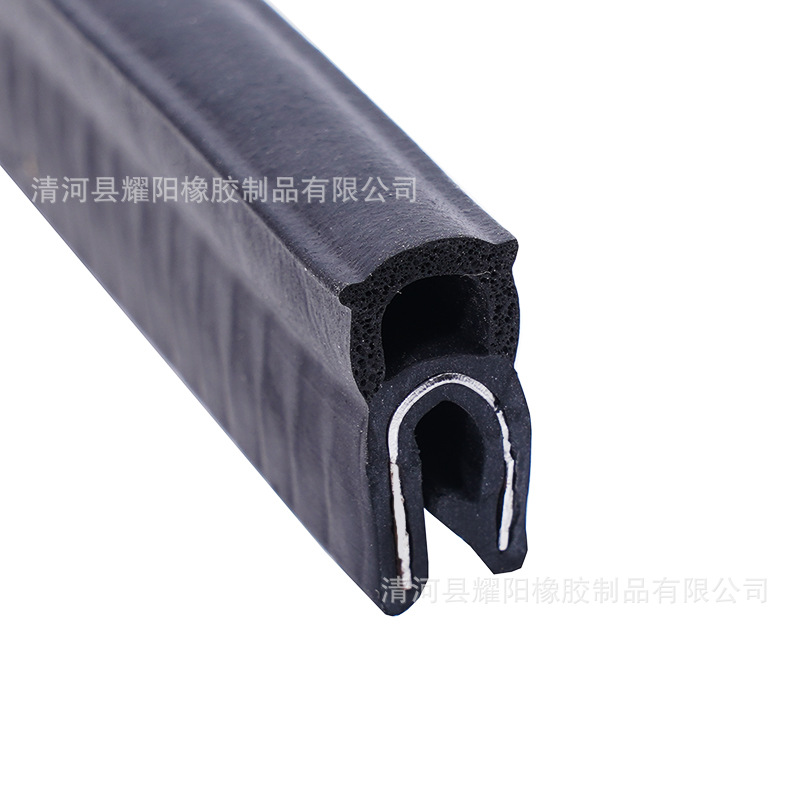 机械设备用顶泡密封条，机柜门橡胶密封条，钢带卡钣金胶条