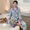 Autumn pijama, trousers, Chinese cardigan, flashlight for leisure, set, new collection, long sleeve, Chinese style