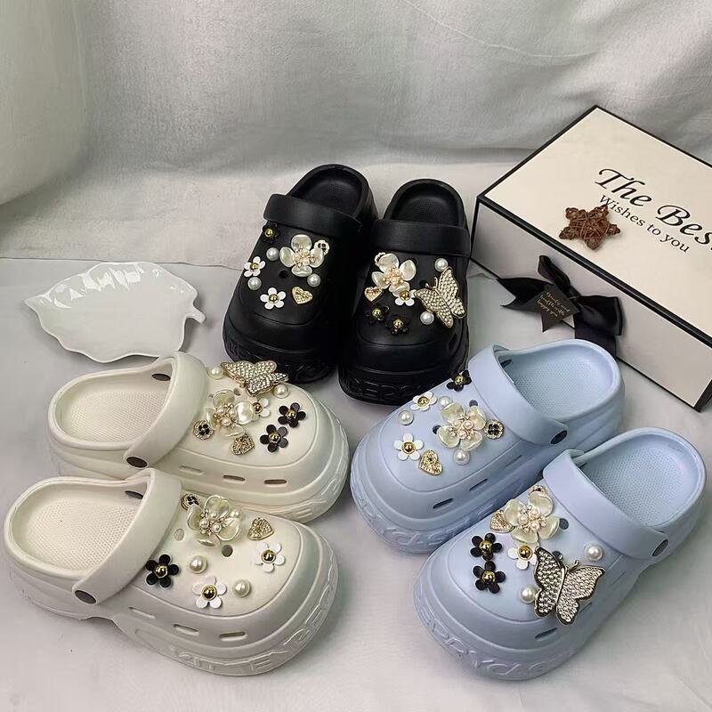 2026 New Style Women's Summer Outdoor Clogs with Golden Butterfly Design for Girls and Students, Thick-Soled Sandals 2026 New Style Women's Summer Outdoor Clogs with Golden Butterfly Design for Girls and Students, Thick-Soled Sandals