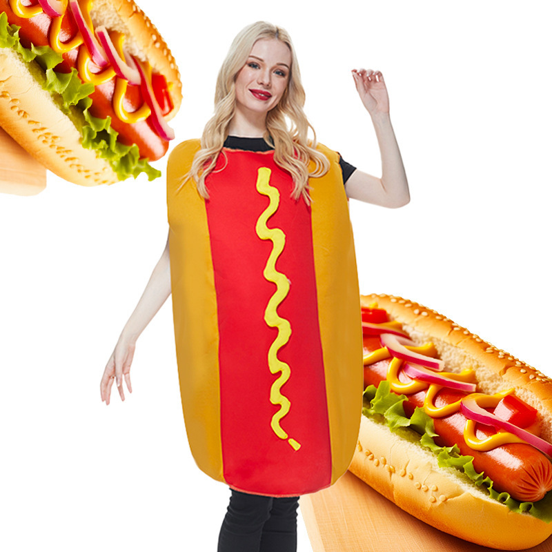 Adult New Hot Dog Costume Stage Performance Outfit Halloween Food Costume Cosplay Game Photography Outfit