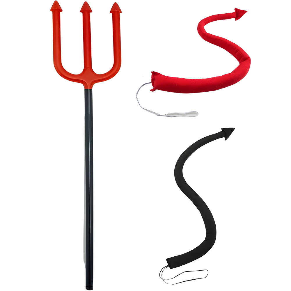 Set de Halloween para el Festival de los Fantasmas, diadema con cuernos de diablo, tridente, accesorios, alas de diablo, cola de diablo