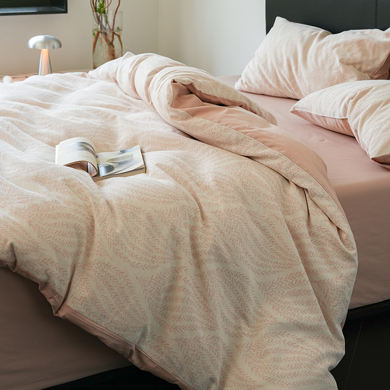 60S triple hilo de algodón jacquard de cuatro piezas set 100 algodón puro simple sábanas de cama de alto nivel otoño invierno ropa de cama