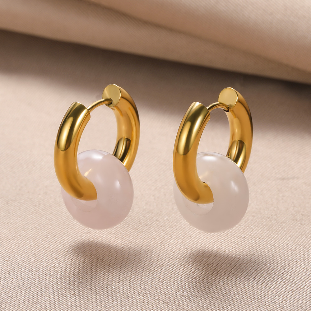 13g Weight PVD Coated Gold Plating Process 304 Stainless Steel Ear Needle Material 18K Real Gold Plated Plating Material Hoop Earrings Classification 1 Pair Quantity Date, Tea Party Occasion 304 Stainless Steel Material Geometric Pattern Women's Gender Classic Style Style Plating Craft 1 Pair Classic Style Geometric Plating Natural Stone Metal Hoop Earrings 4