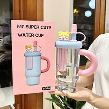 2025新款高颜值大容量冰霸杯子女带把吸管水杯泡茶办公室夏天水壶