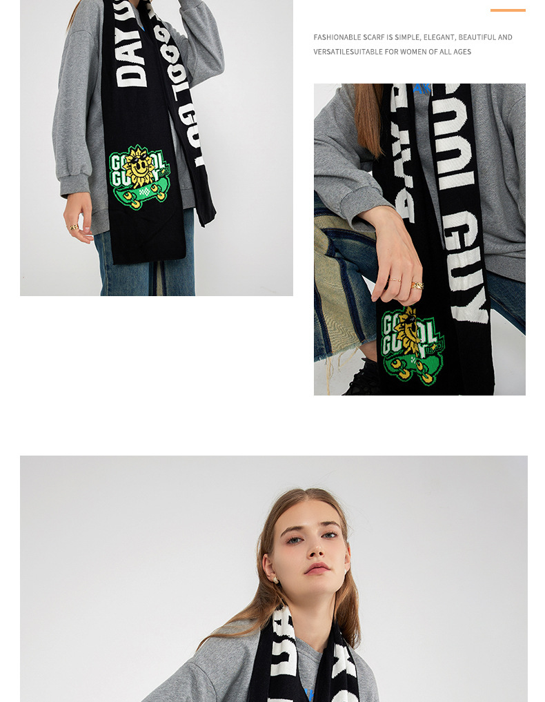 INS Personalisierter Fan-Schal für Herren und Damen Herbst und Winter Neuer gestrickter Buchstaben-Jacquard-Imitat-Kaschmir-Langer Schal_voghion.com