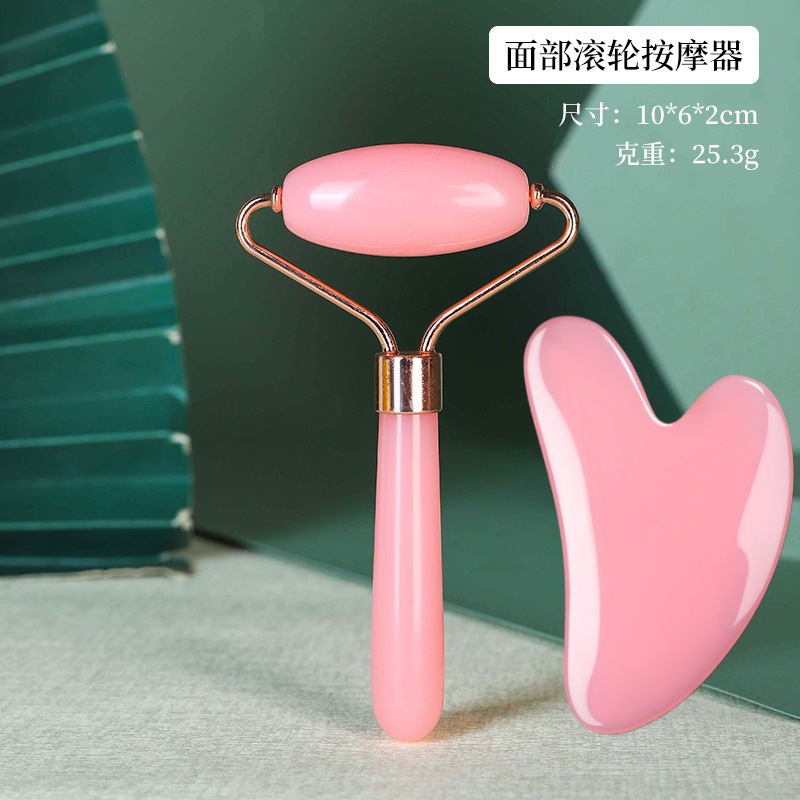 Rodillo facial de cristal en forma de corazón para masaje y lifting