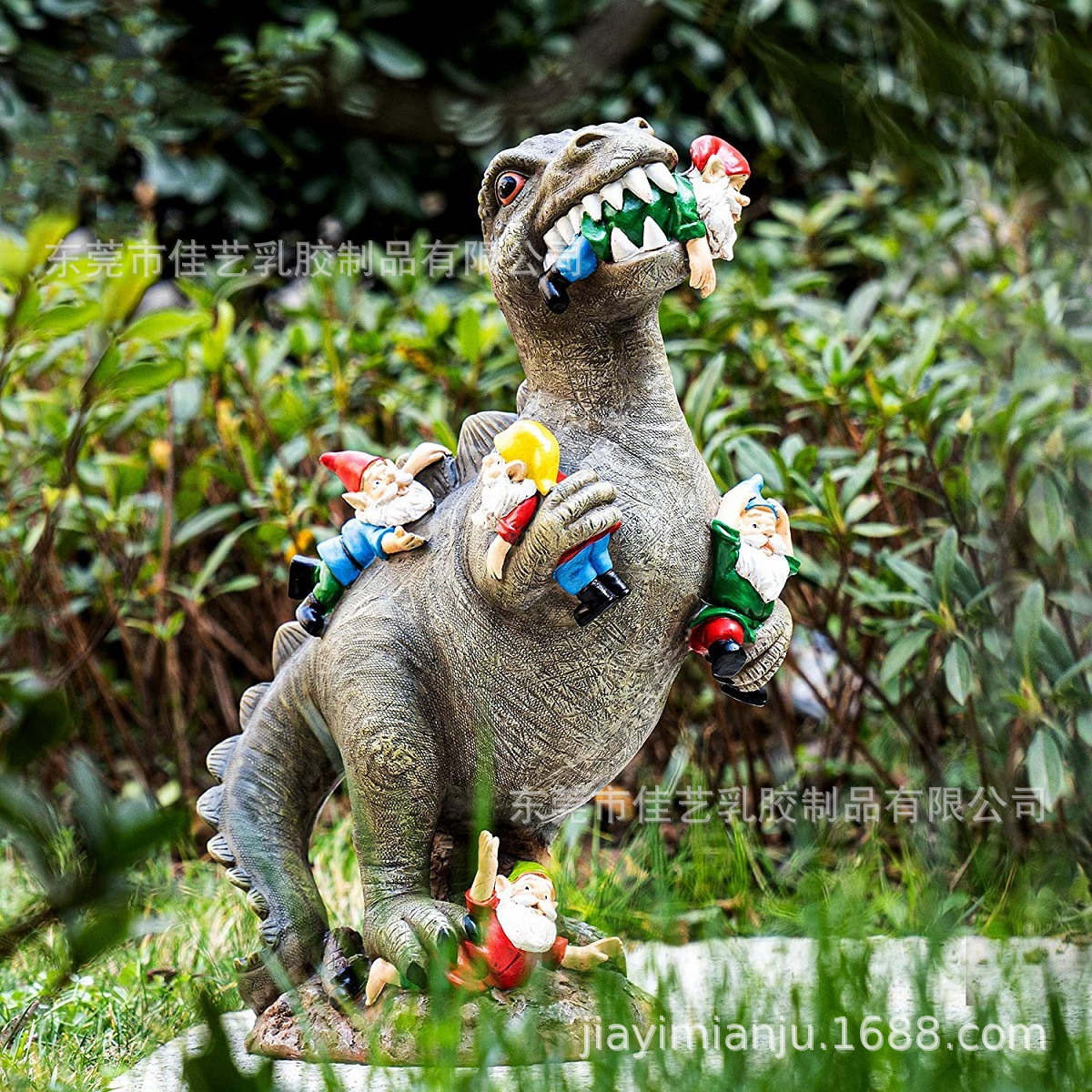 Outdoor Garden Dinosaur Dwarf Statue Decorative Resin Ornament Dinosaur Eating Dwarf Garden Art Decorative Ornament