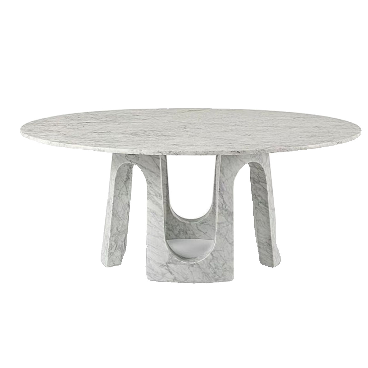 Luz de estilo italiano de lujo de alta calidad todo-piedra de mármol Jazz blanco negro blanco raíz blanca restaurante occidental mesa de comedor redonda mesa de comedor de alta gama