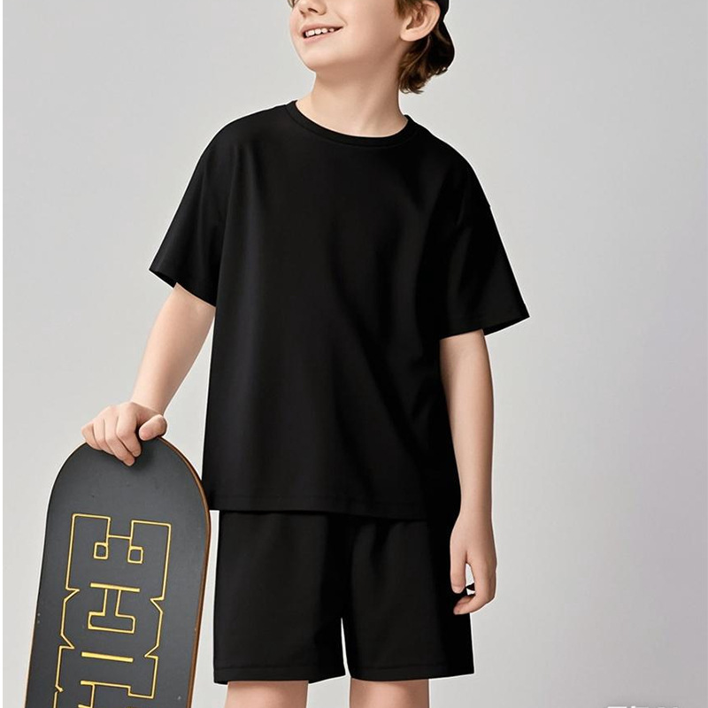 Summer quick dry sleeves for boys, set, T-shirt, shorts for leisure, children's sports suit, with short sleeve, 2 pieces 4