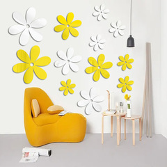Foreign trade 6 small flowers three-dimensional mirror wall stickers living room bedroom wall home decoration bathroom tiles self-adhesive creative