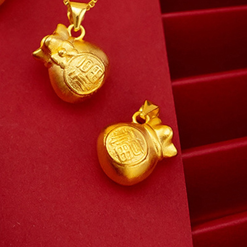 Lucky money bag pendant New Vietnam gold lucky pendant female simulation gold long time does not fade clavicle chain_voghion.com