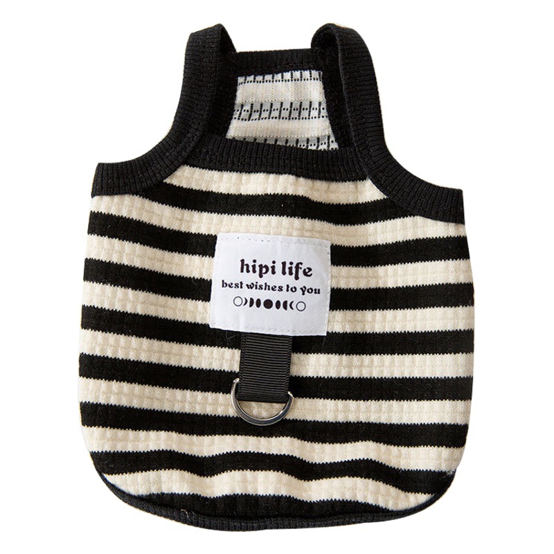 Gato Verano simple rayado tracción Sling perro verano Delgado estilo coreano carta mascota ropa de perro de dos patas