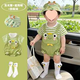 宝宝三角包屁衣服婴儿夏季短袖薄款可爱连体衣哈衣外出服卡通爬服