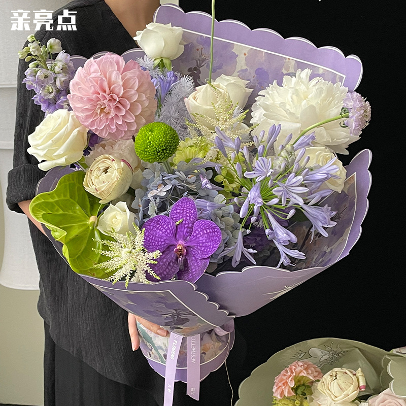 七夕情人节意境油画纸鲜花包装纸复古花束包花牛皮纸花艺材料花店