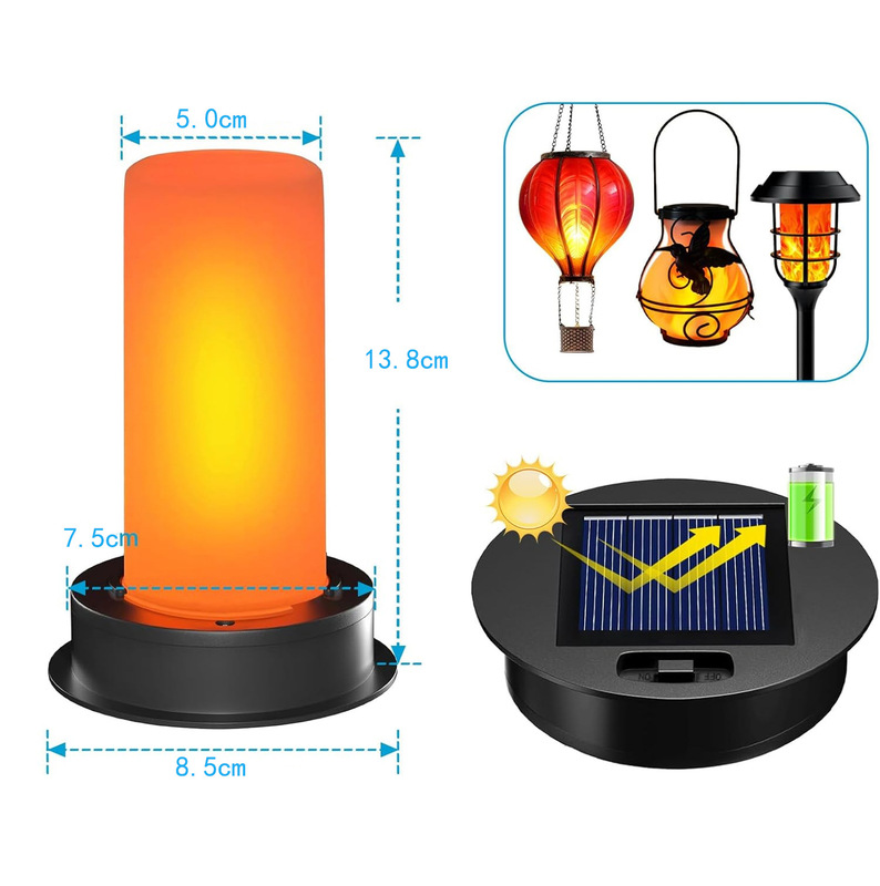 Solar Flame Light Tube Candle Flickering Outdoor Lawn Lamp Courtyard Hanging Lantern Atmosphere Light Battery Box Accessories