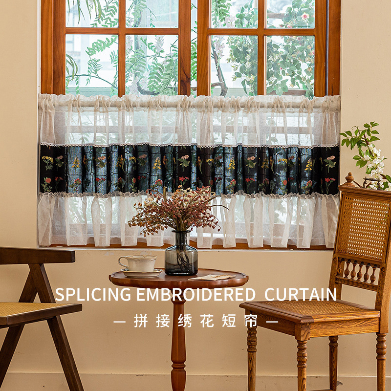 Little White Mouse Home Decor Fabric Art Exquisite Embroidered Floral Patchwork Style Door Curtain Rod-Pendant Short Curtain Little White Mouse Home Decor Fabric Art Exquisite Embroidered Floral Patchwork Style Door Curtain Rod-Pendant Short Curtain