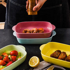 Nordic Ceramic Dual-Sided Baking Pan Household Cake Bread Plate Chicken Wing Pan Steak Cheese Pan Bake Rice Pan