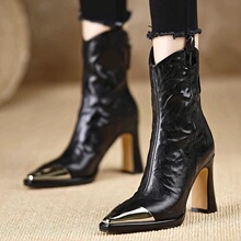 V 40960 Metal Pointed Toe Retro Boots ���Ž�����ѥ ����