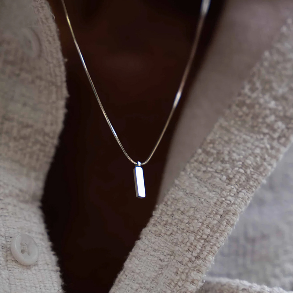 316 Stainless Steel Material 18K Gold Plated White Gold Plated 316 Stainless Steel  Geometric Hip-Hop Simple Style Snake Chain Pendant Necklace For Unisex