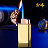 Creative metal tiger head windproof lighter inflatable personality tiger head straight into the blue flame lighter cross -border wholesale