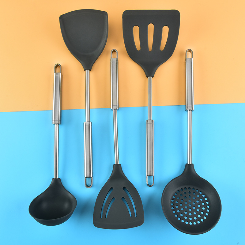 Силиконовая кухонная посуда Кулинарная ложка Кухонная антипригарная сковорода, лопата из нержавеющей стали ручка, домашняя ложка, жареная рыба, лопатка