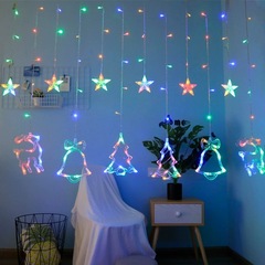 led窗簾燈 房間滿天星彩燈聖誕節日小鹿雪花氛圍裝飾造型串燈批發