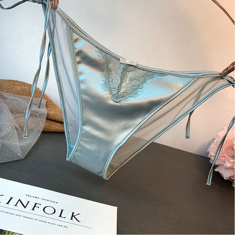 Europa y América sexy ropa interior de seda artificial las mujeres arco cintura baja media vaina moda algodón entrepierna calzoncillos cómodos