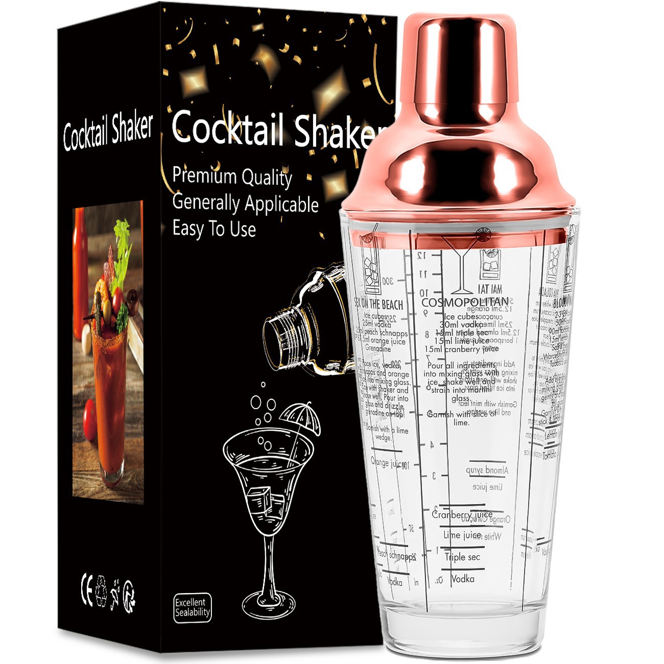 [스테인리스 스틸] 400ml 로즈 골드 유리 모델