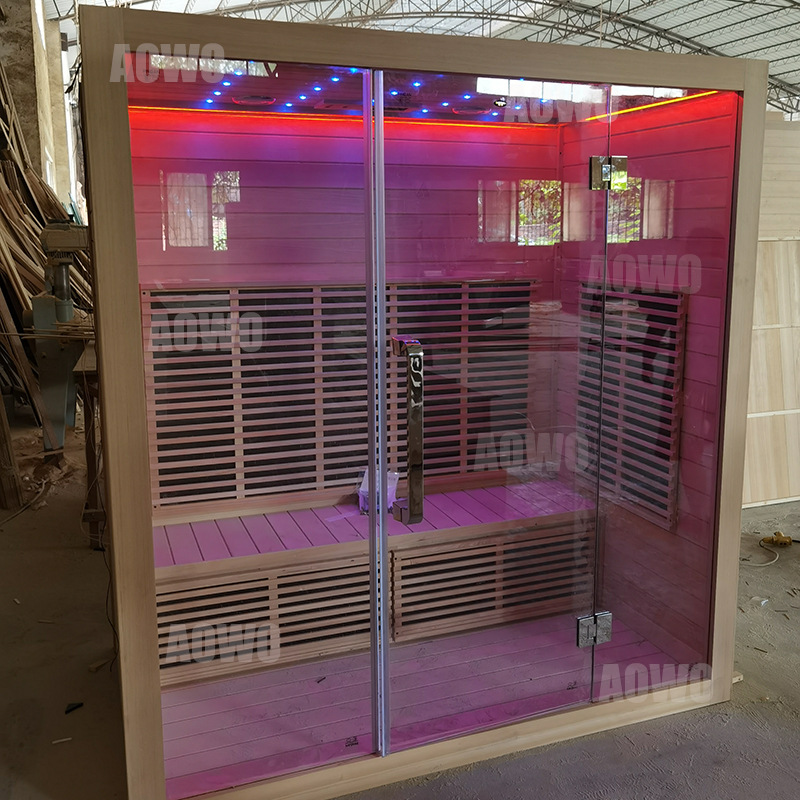 Abeto de hierro 3-persona sauna de infrarrojo lejano sala de ducha sala de sauna interior sala de sauna de madera hogar sala de ondas de luz