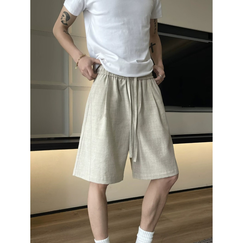 Summer Linen Thin Quick-Dry Shorts for Men, Cleanfit Simple Straight Breathable Loose Casual Versatile Five-Point Shorts
