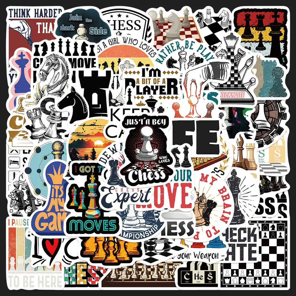 50张Chess Game棋类游戏贴纸笔记本电脑手账本装饰跨境爆款贴画
