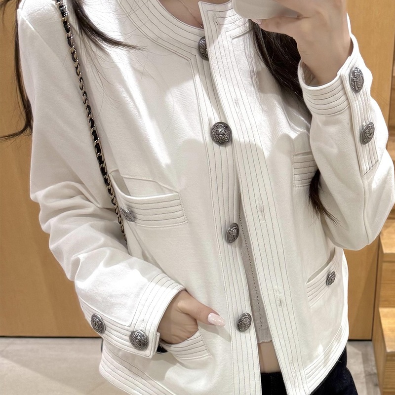 叮叮车韩系温柔气质白色小香风外套女2025秋季新款千金风百搭夹克|undefined