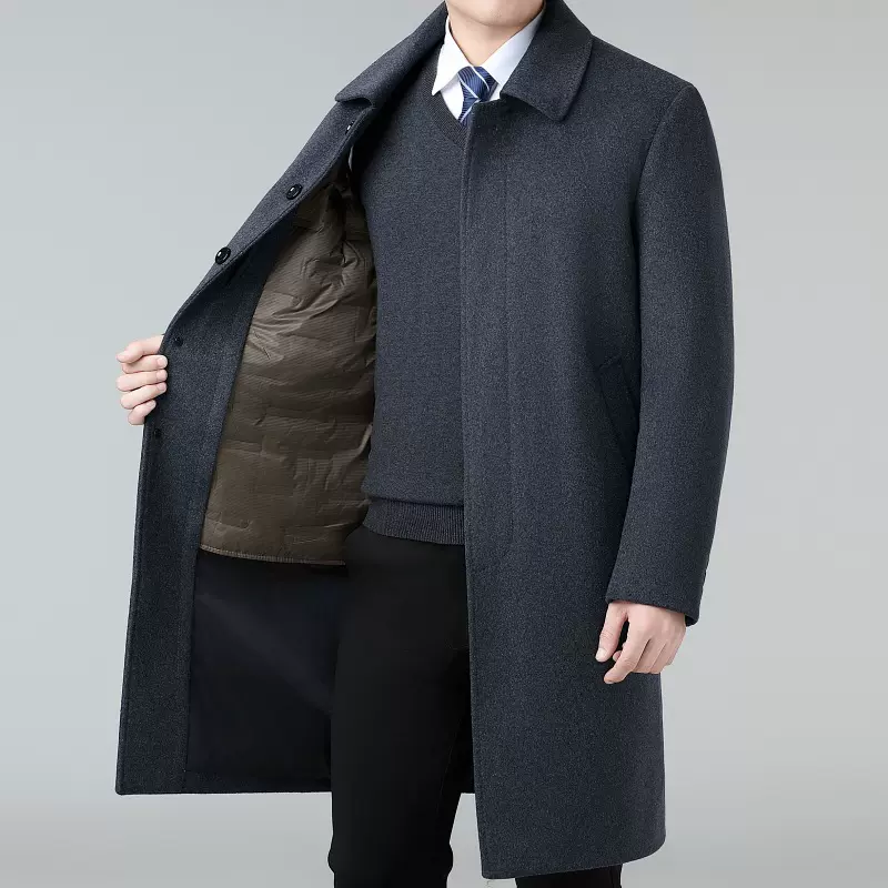 羊毛呢大衣男长款羊毛加厚保暖加绒英伦风衣外套高级感秋冬季潮