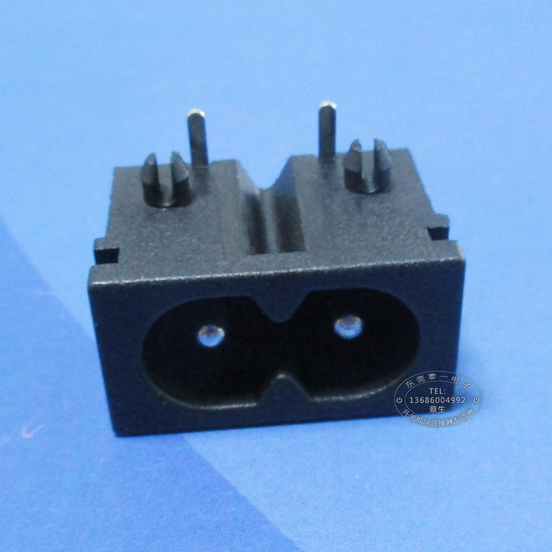 橱柜灯电源薄款8字尾AC充电口22*12*14卧式C8两芯小8字AC插座LH-8