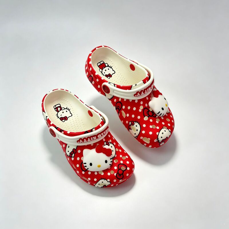 Crocs red KT cat clogs are comfortable, casual, and trendy, available in women's and parent-child styles, with closed-toe design, suitable for beach wear