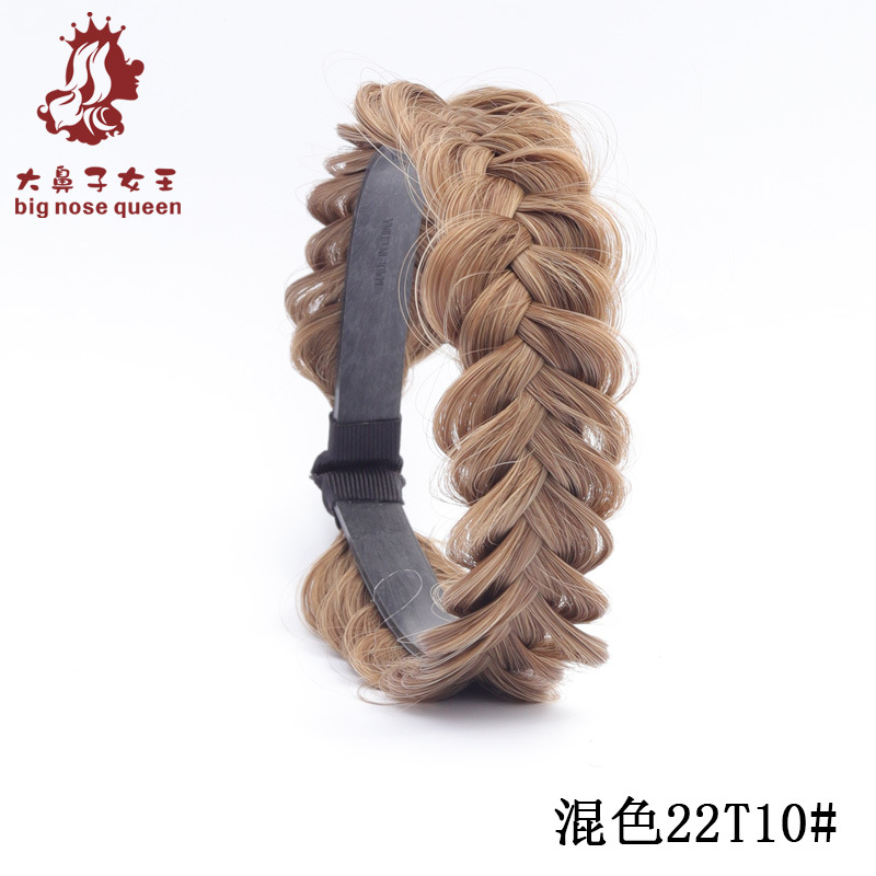 Internet celebridad moda Fishbone trenza desordenada peluca natural mujer trenzada Twist trenza diadema dentada antideslizante pelo presionando diadema