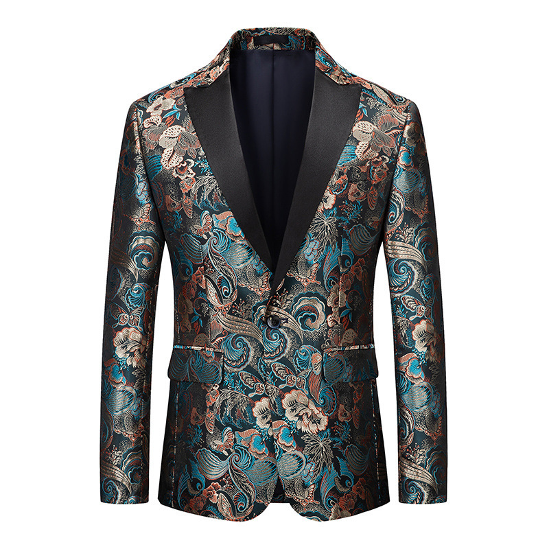 Foreign trade popular new men's suit slim-fit printed dress business casual single-breasted suit single-Western top