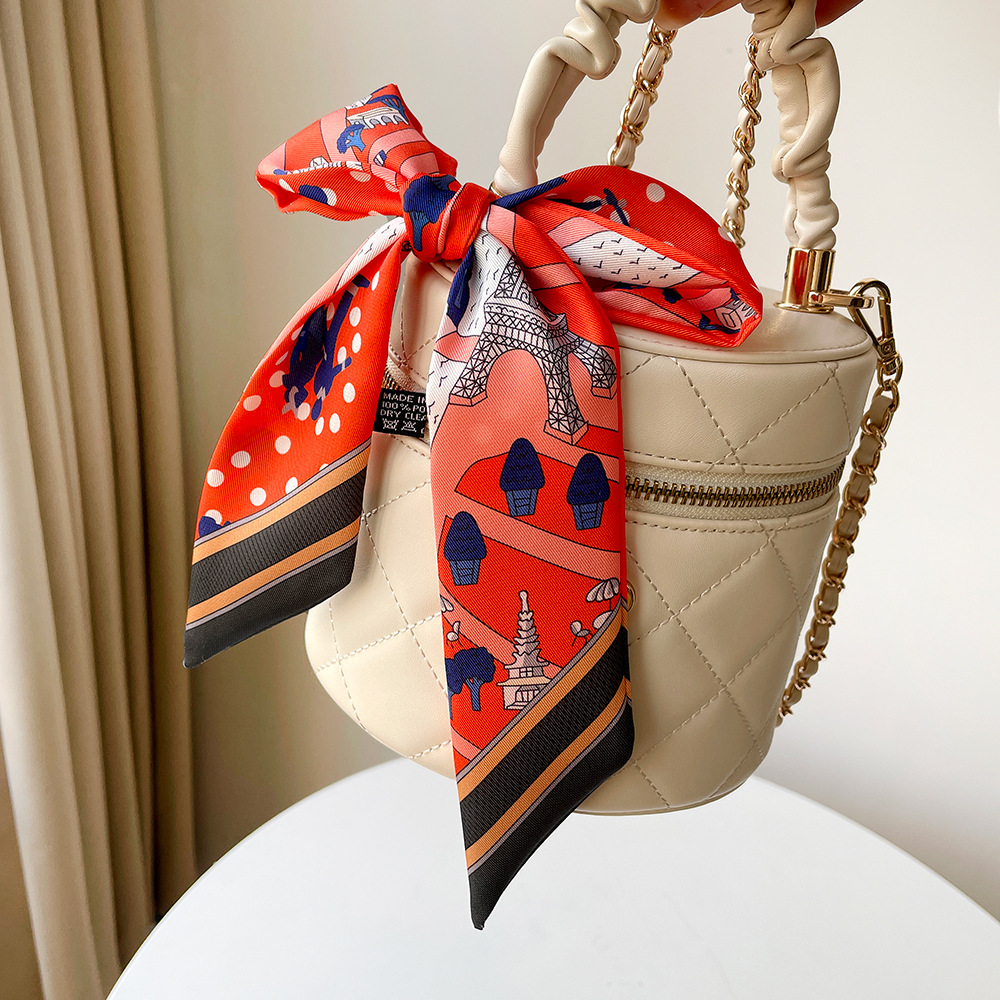 Women's Elegant Retro Printing Bag Satin Silk Scarf display picture 14