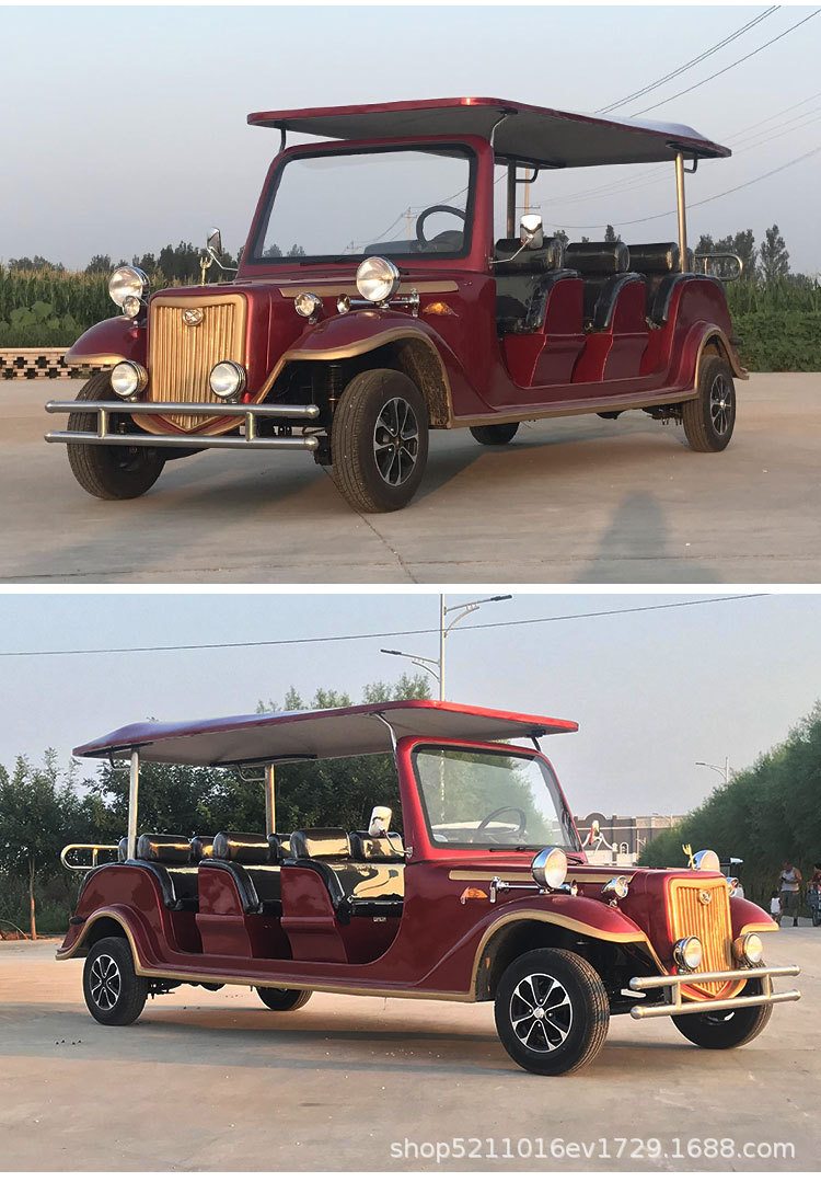 Electric Sightseeing Car, Golf Cart, Campus and Scenic Area Sightseeing Patrol Car, Vintage Car for House Tours, Reception and Transfer Vehicle