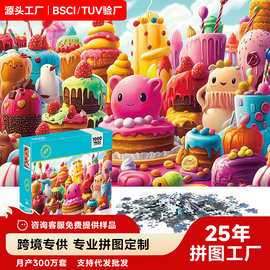 拼图1000片纸质风景名画成人减压玩具盒装一千片跨境厂家拼图批发