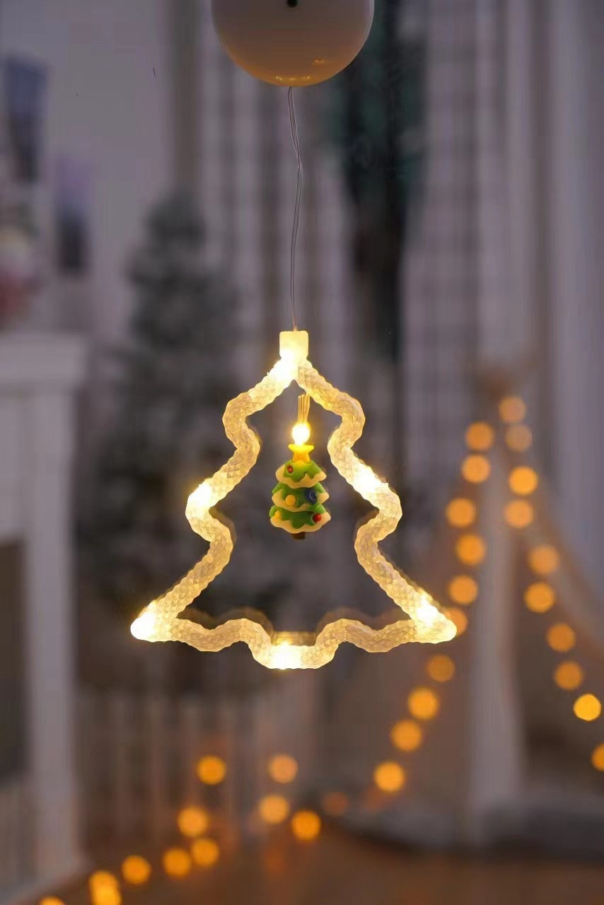 LED decoración de Navidad lámpara de succión muñeco de nieve árbol de Navidad lámpara de la batería ins viento ventana diseño caja de la batería forma lámpara colgante