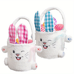 Easter Basket Rabbit Candy Bag Plush Soft and Glutinous Storage Basket Cartoon Children's Storage Bucket Easter Decoration