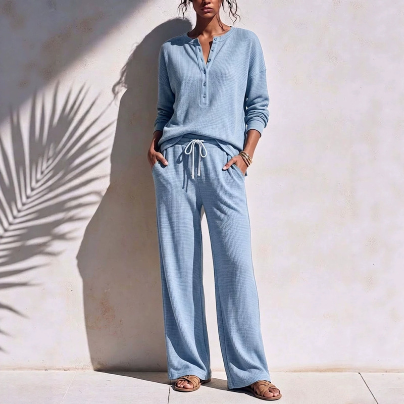 2026 European and American cross-border Amazon independent site TK hot-selling women's new autumn and winter waffle casual sports suit