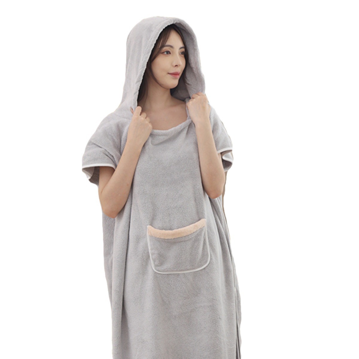 새로운 후드 착용 목욕 타월 성인 목욕 가운 느슨한 큰 긴 목욕 가운 흡수성 망토 판초 홈 옷