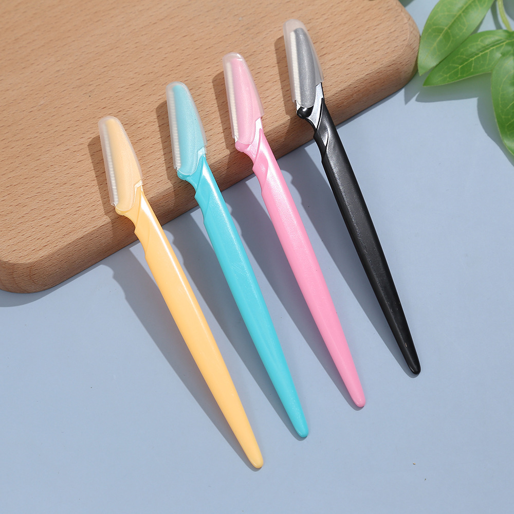 Cuchillo de cejas 3 combinaciones de afeitadoras de cejas macro de mango largo herramientas de belleza para principiantes afeitadoras de hoja de malla al por mayor