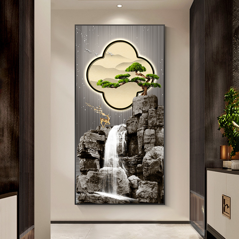 Pintura decorativa del nuevo estilo chino de entrada en la puerta frente a la pintura colgante del flujo de agua de riqueza paisaje corredor mural