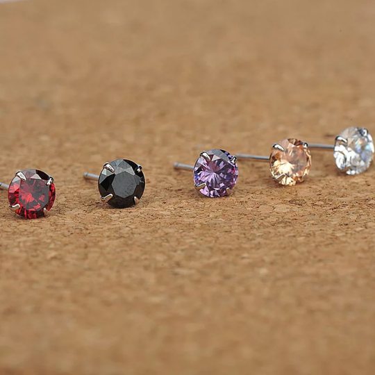 s925 four-claw zircon earrings cross-border accessories simple fashion sterling silver earrings for men and women